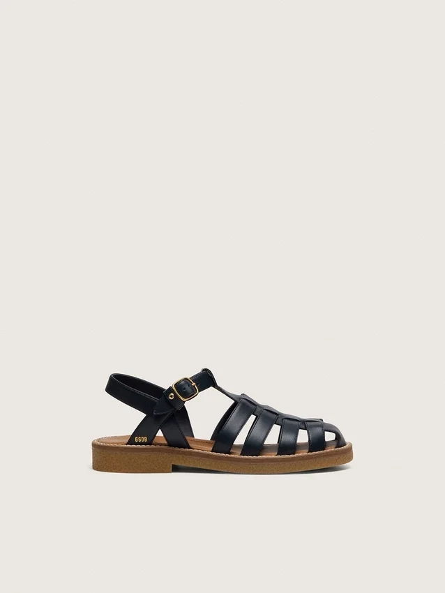 Sandalias Maxime para niños en cuero azul marino