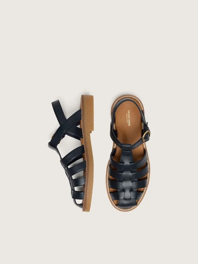 Sandalias Maxime para niños en cuero azul marino