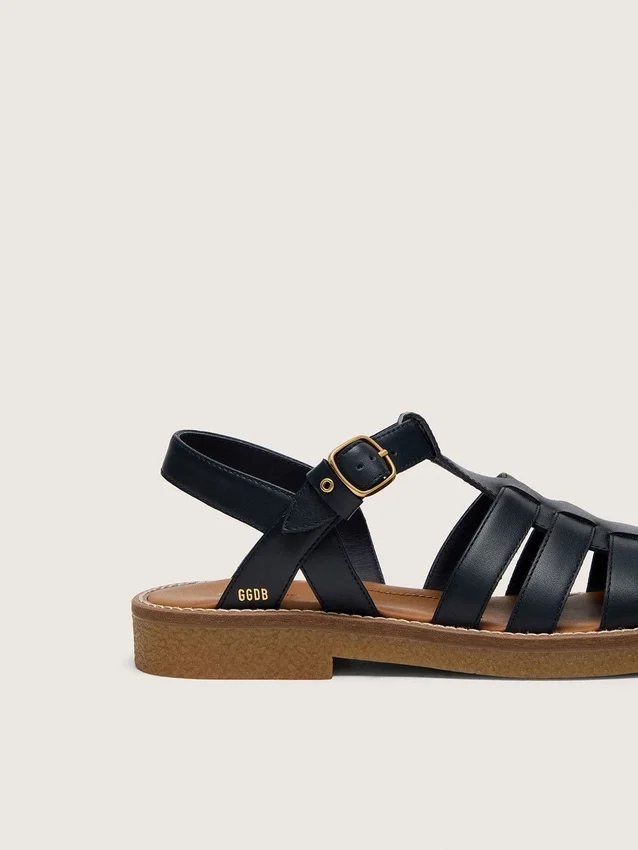 Sandalias Maxime para niños en cuero azul marino