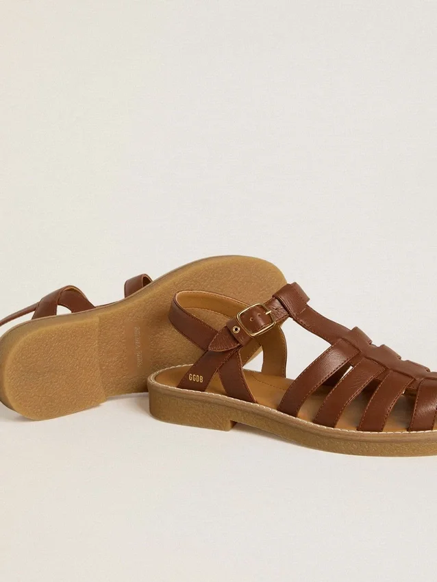 Sandalias Maxime Young en cuero marrón