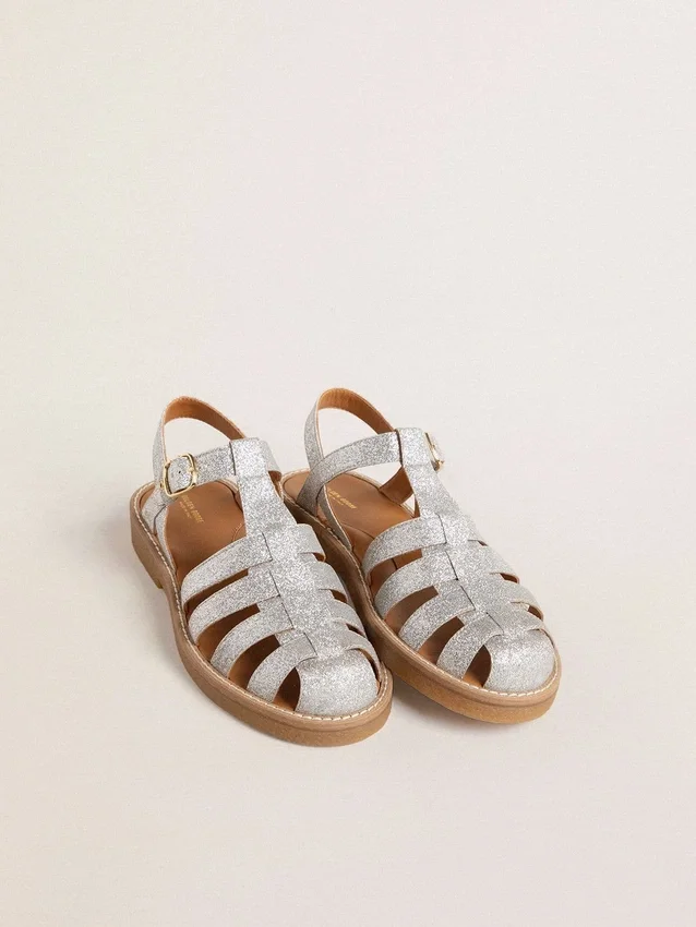 Sandalias Maxime Young en microbrillo plateado