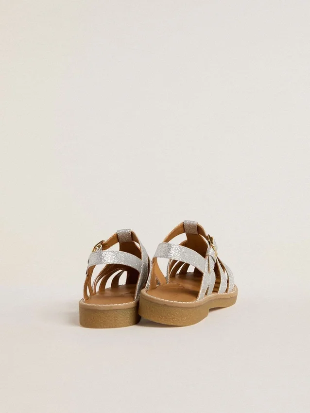 Sandalias Maxime Young en microbrillo plateado