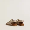 Sandalias Noa Junior en microbrillo y cuero platino