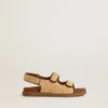 Sandalias Noa Junior en rafia beige y cuero marrón