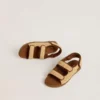 Sandalias Noa Junior en rafia beige y cuero marrón