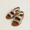 Sandalias Noa Young en microbrillo y cuero platino