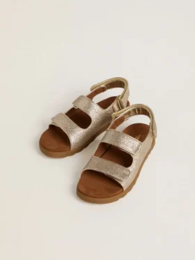 Sandalias Noa Young en microbrillo y cuero platino
