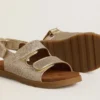 Sandalias Noa Young en microbrillo y cuero platino