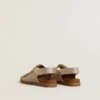 Sandalias Noa Young en microbrillo y cuero platino
