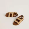 Sandalias Noa Young en rafia beige y cuero marrón