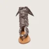 Sandalias planas para mujer con estampado de paisley gris y detalles de joyas