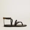 Sandalias planas Penelope para mujer en cuero negro
