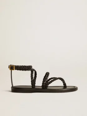 Sandalias planas Penelope para mujer en cuero negro