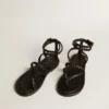 Sandalias planas Penelope para mujer en cuero negro
