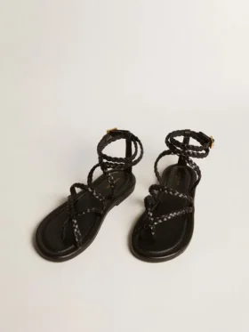 Sandalias planas Penelope para mujer en cuero negro