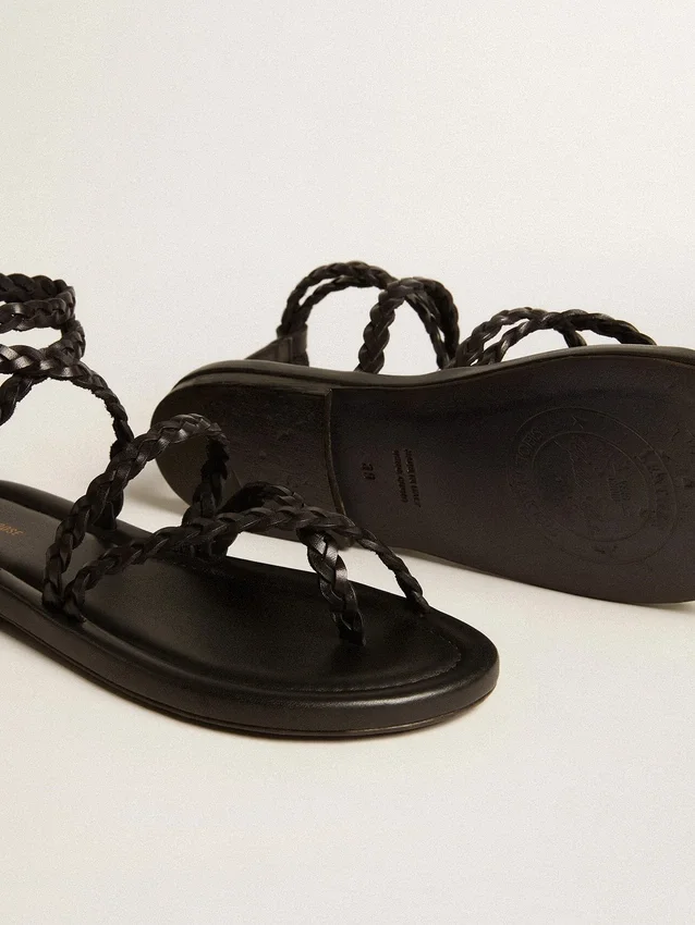 Sandalias planas Penelope para mujer en cuero negro