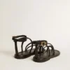 Sandalias planas Penelope para mujer en cuero negro