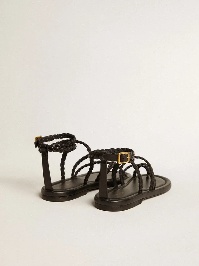 Sandalias planas Penelope para mujer en cuero negro