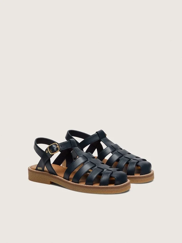 Sandalias Young Maxime de cuero azul marino