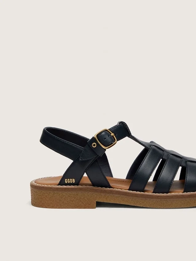 Sandalias Young Maxime de cuero azul marino