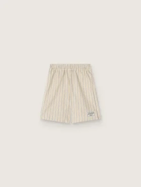 Shorts a rayas para niños en color crudo, beige y gris