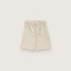Shorts a rayas para niños en color crudo, beige y gris
