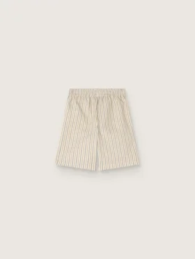 Shorts a rayas para niños en color crudo, beige y gris