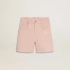 Shorts de algodón rosa para niñas con bordado