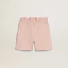 Shorts de algodón rosa para niñas con bordado