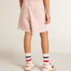 Shorts de algodón rosa para niñas con bordado