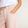 Shorts de algodón rosa para niñas con bordado