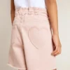 Shorts de algodón rosa para niñas con bordado