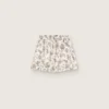 Shorts de mujer en popelín de algodón blanco y negro con estampado floral