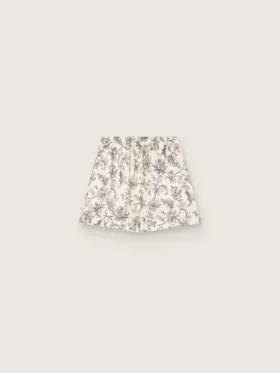 Shorts de mujer en popelín de algodón blanco y negro con estampado floral