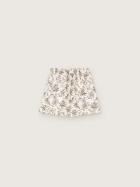 Shorts de mujer en popelín de algodón blanco y negro con estampado floral