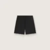 Shorts deportivos negros de doble capa para hombre