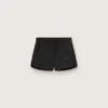 Shorts deportivos negros de doble capa para mujer