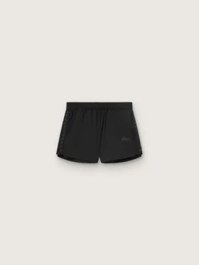 Shorts deportivos negros de doble capa para mujer