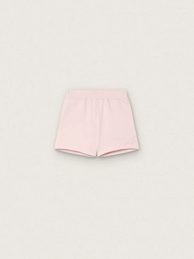 Shorts para niñas «Star» de algodón rosa con parche y logotipo