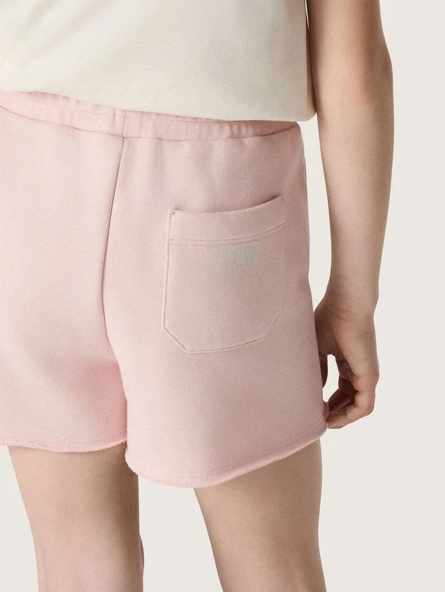 Shorts para niñas «Star» de algodón rosa con parche y logotipo
