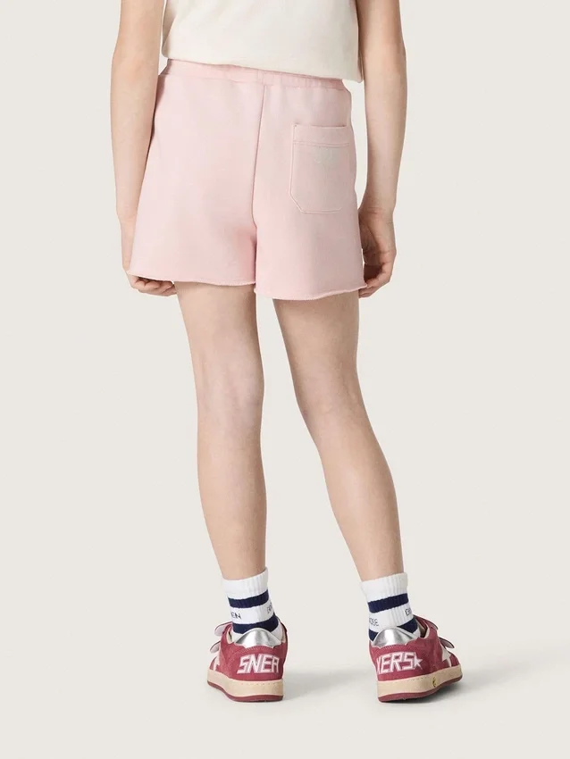 Shorts para niñas «Star» de algodón rosa con parche y logotipo