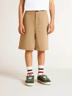 Shorts para niños de algodón beige