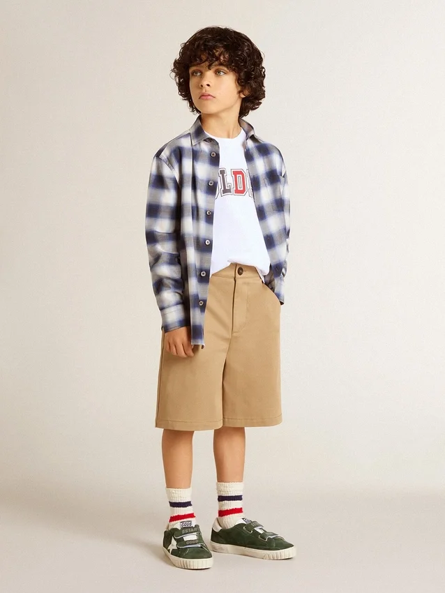 Shorts para niños de algodón beige