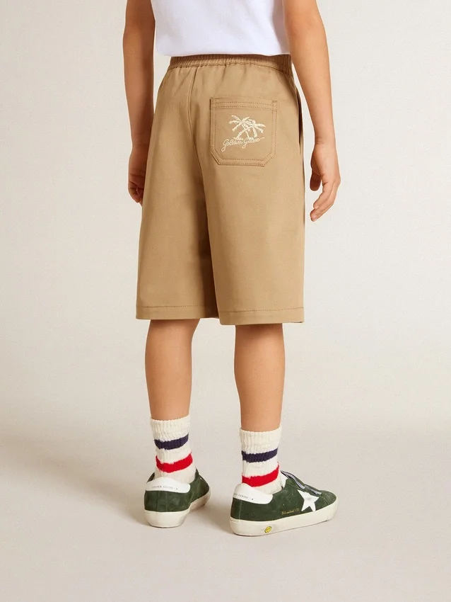 Shorts para niños de algodón beige