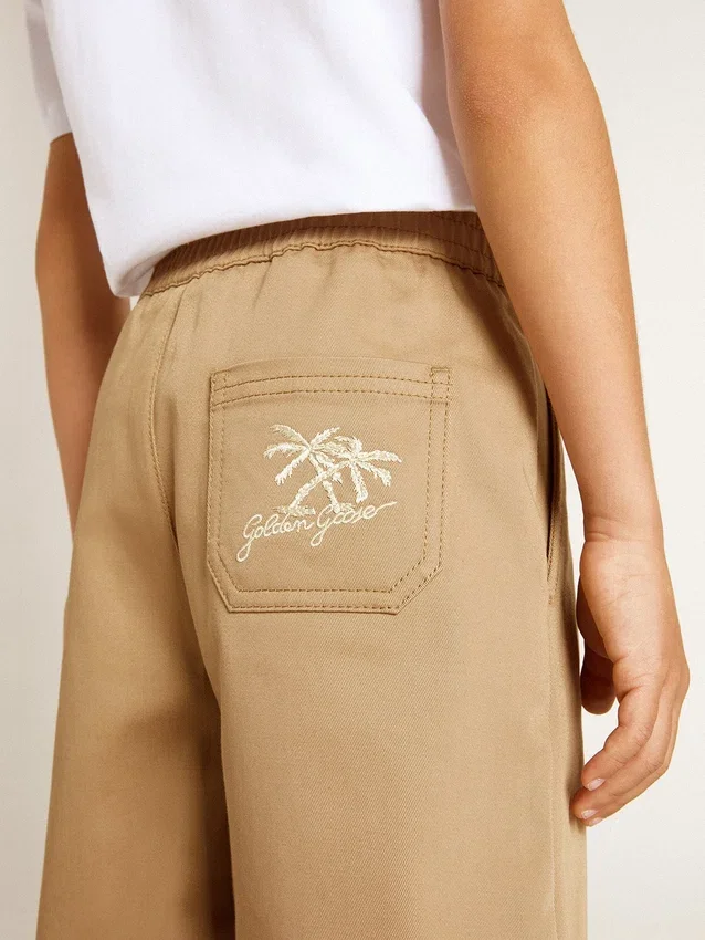 Shorts para niños de algodón beige
