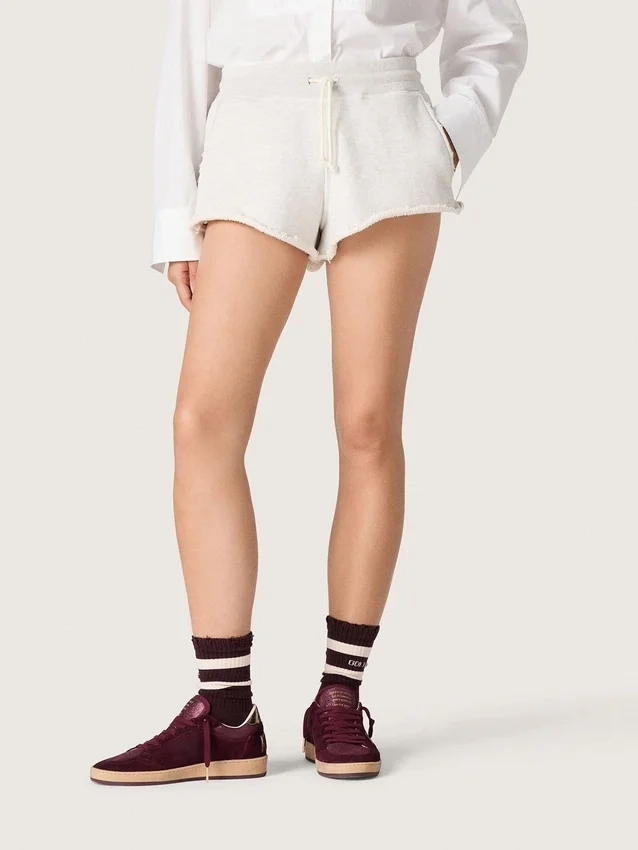 Shorts Star para mujer en felpa gris jaspeada