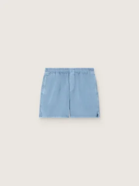Shorts unisex de sarga de algodón azul claro