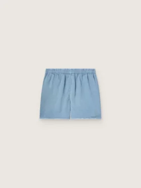 Shorts unisex de sarga de algodón azul claro