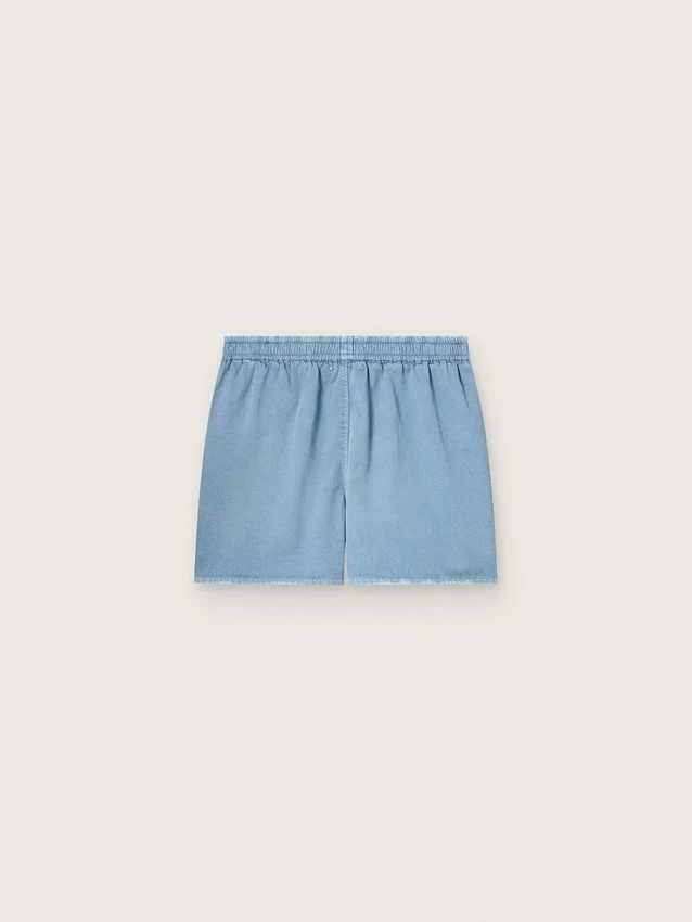 Shorts unisex de sarga de algodón azul claro