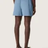 Shorts unisex de sarga de algodón azul claro